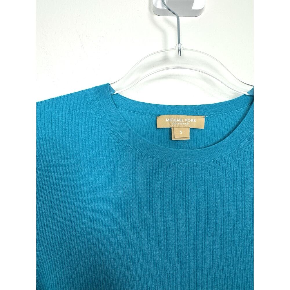 Michael Kors Collection Cashmere Sweater Women’s Small Ribbed Featherweight Blue - Picture 3 of 10